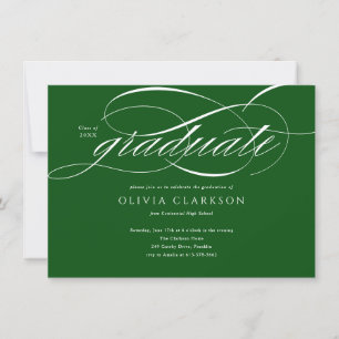 Budget Green Elegant Script Photo Graduation Party Invitation