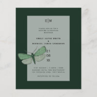 Budget Green Emerald Moth Wedding Invites