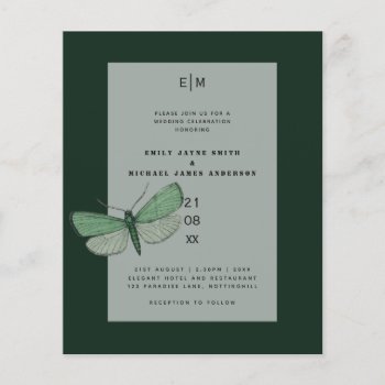 Budget Green Emerald Moth Wedding Invites