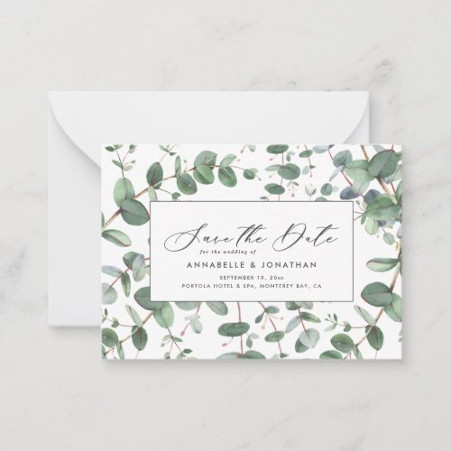 budget green Eucalyptus botanical foliage modern Note Card