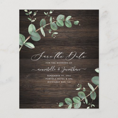 budget green Eucalyptus foliage rustic dark wood Flyer