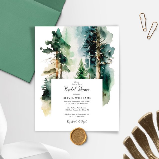 Budget Green Forest Bridal Shower Invitation (Creator Uploaded)