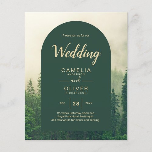 BUDGET Green Forest mountain Pine Trees Wedding Flyer