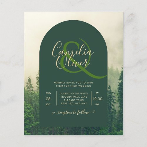 BUDGET Green Forest Pine Trees Wedding INVITE Flyer