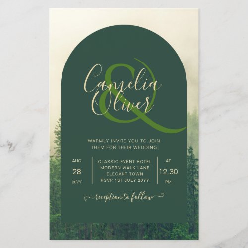 BUDGET Green Forest Pine Trees Wedding INVITE Flyer