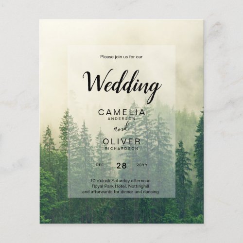 BUDGET Green Forest Pine Trees Wedding INVITE Flyer