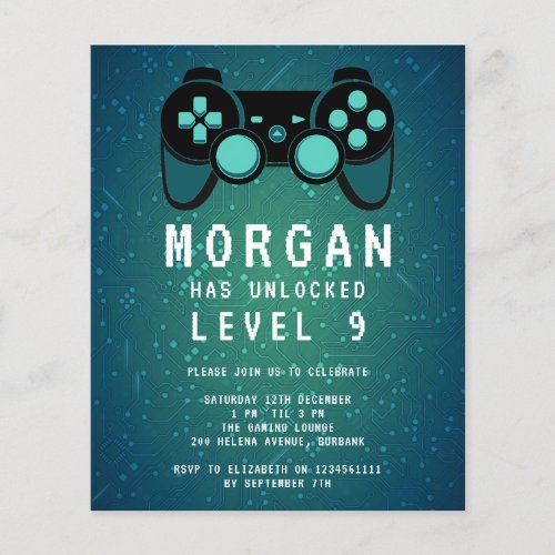 BUDGET Green Gamer Birthday  Invitation