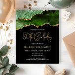 Budget Green Gold Agate 80th Birthday Invitation<br><div class="desc">This trendy 80th birthday invitation features a watercolor image of an agate geode in shades of green with faux gold highlights. The words "80th Birthday" appear in faux gold glitter in decorative modern handwriting font. Customize it with the name of the honoree in gold colored text and the details in...</div>
