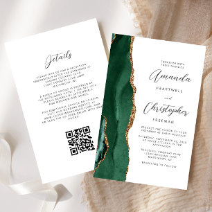 Budget Green Gold Agate QR Code Wedding