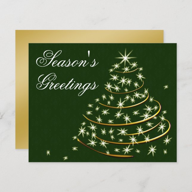 Budget Green Gold Christmas Tree Holiday Card (Front/Back)