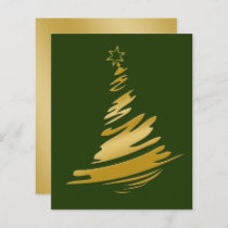 Budget Green Gold Christmas Tree Holiday Card