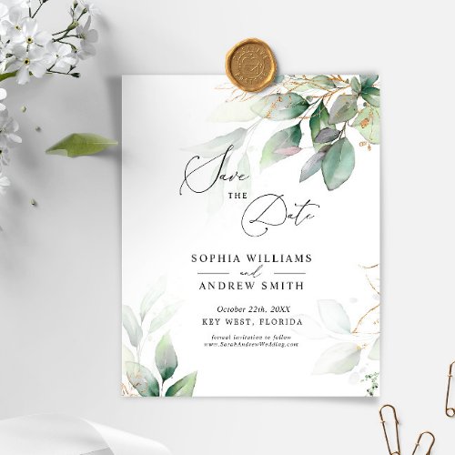 BUDGET Green  Gold Eucalyptus Save The Date