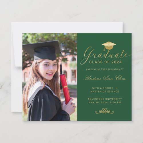 Budget Green Gold Formal Script Photo Graduation 