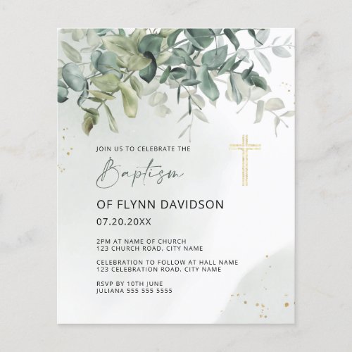 Budget Green  Gold Greenery Baptism Christening