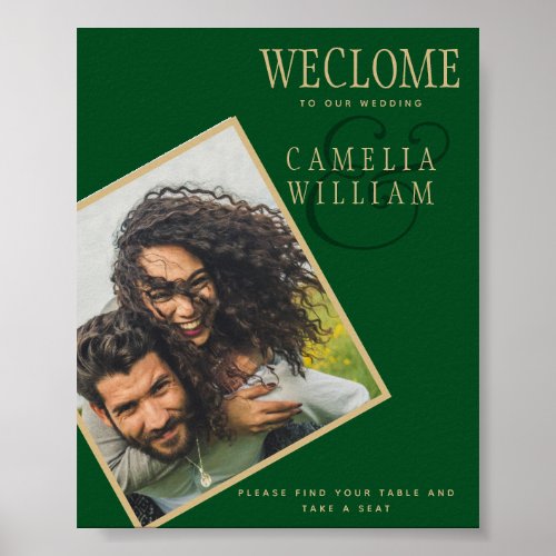BUDGET Green Gold PHOTO Wedding Welcome SIGN