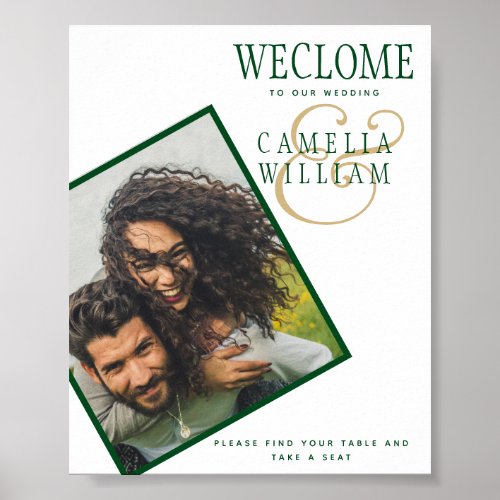 BUDGET Green Gold PHOTO Wedding Welcome SIGN