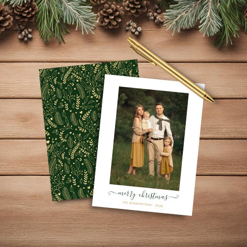 BUDGET Green Gold Simple Merry Christmas Photo