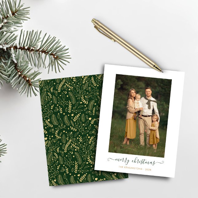 BUDGET Green Gold Simple Merry Christmas Photo (BUDGET Green Gold Simple Merry Christmas Photo Card)