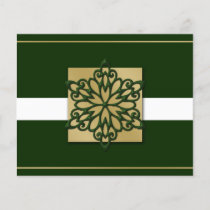 Budget Green Gold Snowflake Business Holiday Card