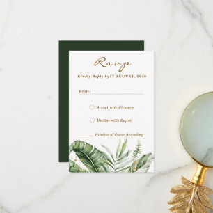 Budget Green Leaf Boho Greenery Wedding RSVP Cards