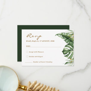 Budget Green Leaf Boho Greenery Wedding RSVP Cards