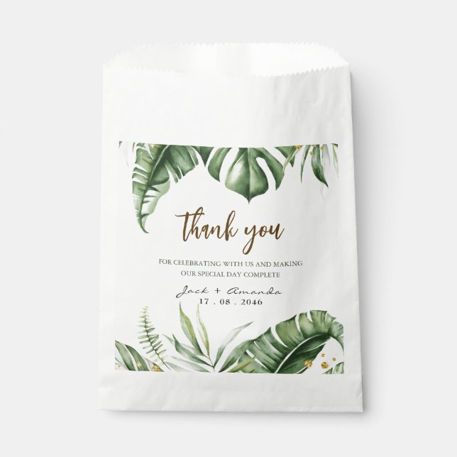 Budget Green Leaf Greenery Wedding Favors bags (Front)