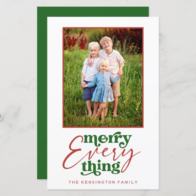 Budget Green Merry Everything Holiday Photo (Front/Back)