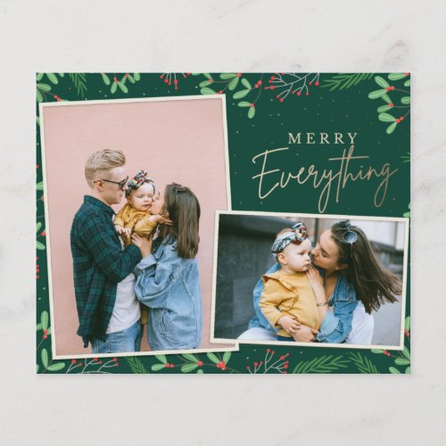 Budget Green Merry Everything Photo Holiday Card