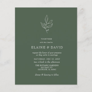 Budget Green Modern Botanical Wedding Invitations