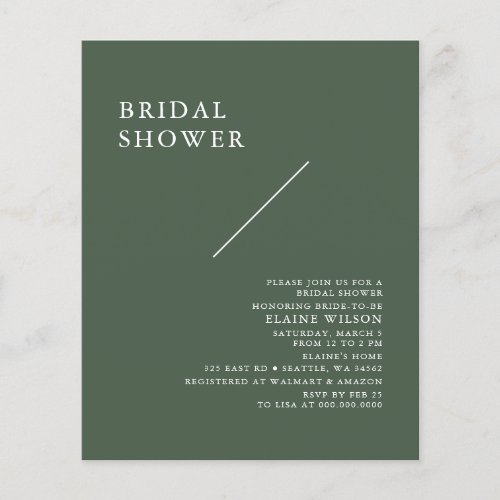 Budget Green Modern Bridal Shower Invitation