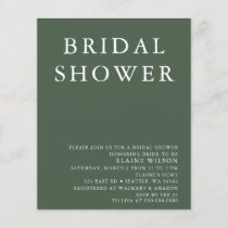 Budget Green Modern Bridal Shower Invitation