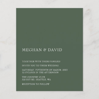 Budget Green Modern Wedding Invitation