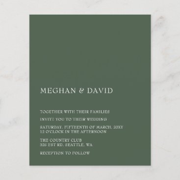 Budget Green Modern Wedding Invitation