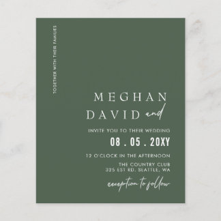 Budget Green Modern Wedding Invitation
