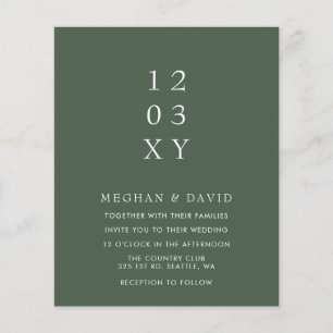 Budget Green Modern Wedding Invitation