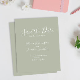 Budget Green Modern Wedding Save The Date Invite