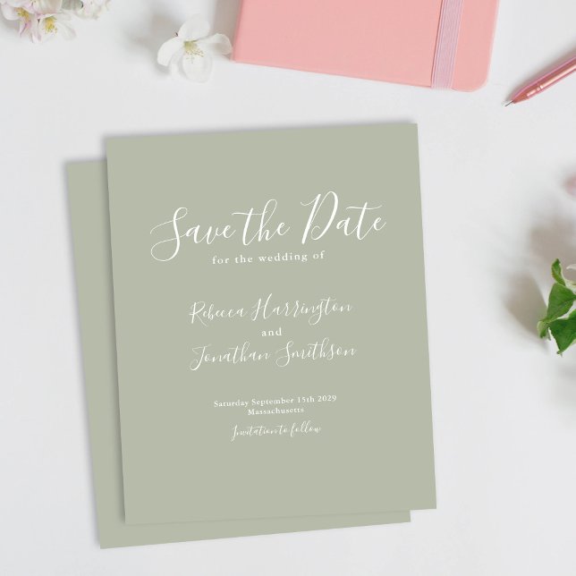 Budget Green Modern Wedding Save The Date Invite (Creator Uploaded)