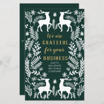 Budget Green Nordic Reindeer Business Holiday Card