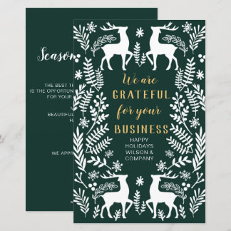 Budget Green Nordic Reindeer Business Holiday Card