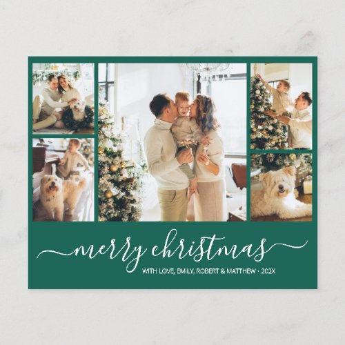 Budget Green Photo Collage Christmas Holiday Flyer