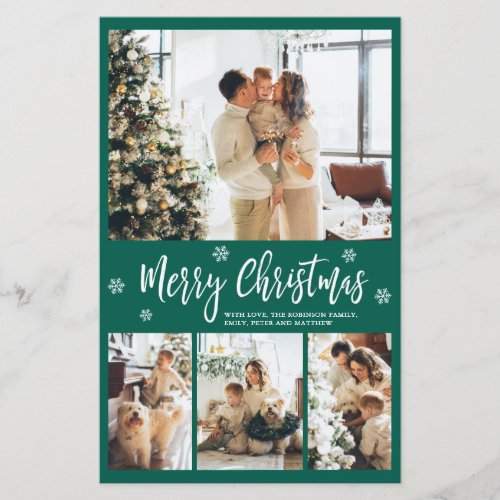 Budget Green Photo Collage Christmas Thin Card