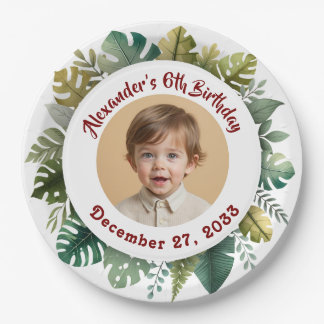 Budget Green Photo Plate, Kids Birthday Party Paper Plates