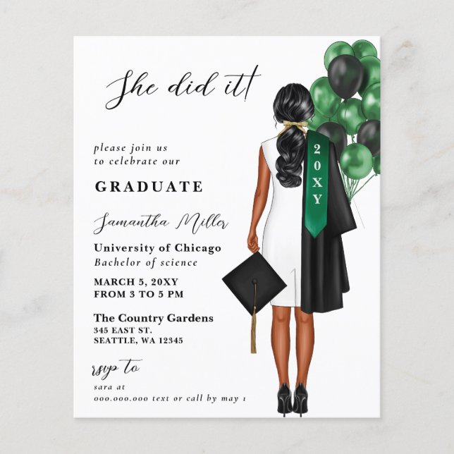 Budget Green Photo She Did It Graduation (Front)