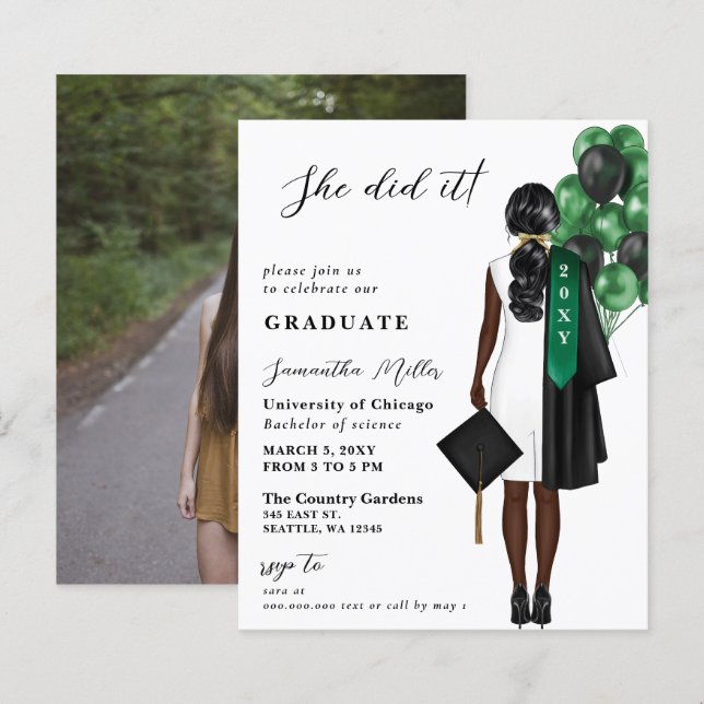 Budget Green Photo She Did It Graduation (Front/Back)