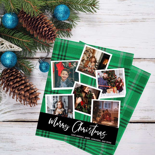 Budget Green Plaid Multi Photo Christmas (Creator Uploaded)