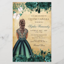 Budget Green Princess Quinceañera Invitation