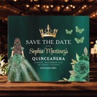 Budget Green Princess Quinceañera Save the Date