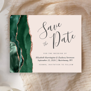 Budget Green Rose Gold Blush Wedding Save the Date