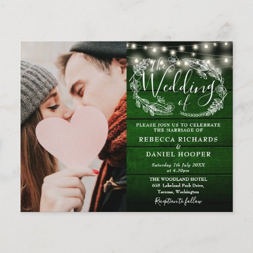 Budget Green Rustic String Photo Wedding Invite