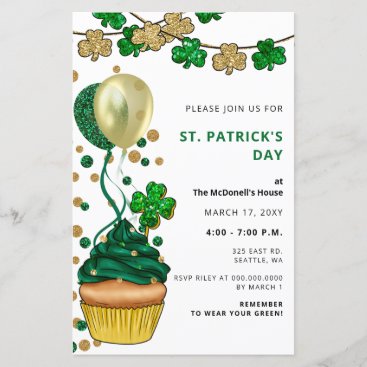 Budget Green Shamrock St Patricks Day Invitation